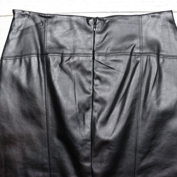 New York & Company Faux Leather Skirt Womens Size 8 Black Knee Length Lined - Picture 4 of 13